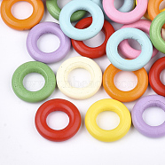 Painted Natural Wooden Linking Rings, Ring, Mixed Color, 20x5mm, Hole: 10mm(WOOD-Q040-003A-M)