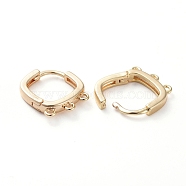 Brass Huggie Hoop Earring Findings, with Horizontal Loop, Real 18K Gold Plated, 14.8x14.7x2.4mm, Hole: 1mm, Pin: 0.8mm(KK-E783-09G)