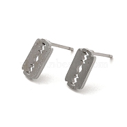 304 Stainless Steel Stud Earrings, Blade Shape, Stainless Steel Color, 10x5mm(EJEW-P244-02P)