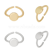 4Pcs 2 Colors Brass Flat Round Open Cuff Ring, Signet Ring for Women, Platinum & Golden, US Size 6 3/4(17.1mm), 2Pcs/color(RJEW-UN0002-43)