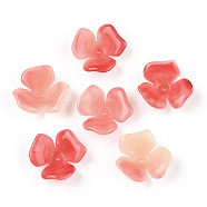 Two-tone Opaque Acrylic Bead Caps, Gradient Color, Flower, Salmon, 23x21.5x8.5mm, Hole: 1.6mm(OACR-G034-03B)