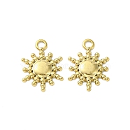 304 Stainless Steel Charms, Sun Charms, Real 14K Gold Plated, 14.5x12x1.5mm, Hole: 1.6mm(STAS-L269-039G)