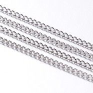Iron Twisted Chains Curb Chains, Unwelded, Platinum, with Spool, Nickel Free, Link: 2mm wide, 3mm long, 0.5mm thick, about 328.08 Feet(100m)/roll(CHS002Y-NF)