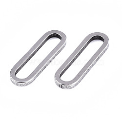 201 Stainless Steel Linking Rings, Laser Cut, Oval, Stainless Steel Color, 20x6x1.5mm, Inner Diameter: 17x3mm(X-STAS-S080-001P)
