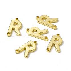 Rack Plating Brass Letter Connector Charms, for Personalized Name Necklace Making, Real 18K Gold Plated, Long-Lasting Plated, Cadmium Free & Nickel Free & Lead Free, Letter.R, 14x7.5x1.5mm, Hole: 1mm(KK-C007-38G-R)