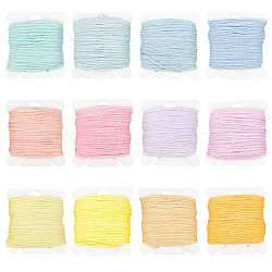 24Pcs 12 Colors Polyester Embroidery Threads, for Cross-stitch, Mixed Color, 1mm, 1pc/color(DIY-CY0003-60)