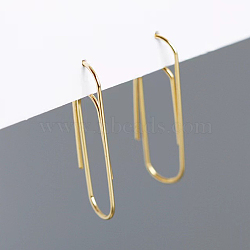 Fashionable S925 Sterling Silver Paperclip Dangle Earrings, Golden, 31x10mm(SI3484-1)