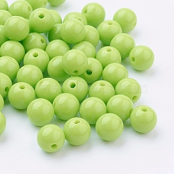 Opaque Acrylic Beads, Round, Green, Size: about 8mm in diameter, hole: 1.5mm(Range: 1.3~1.8mm), about 1700pcs/500g(PAB703Y-6)