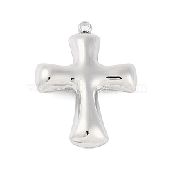 Non-Tarnish 304 Stainless Steel Pendants, Cross Charm, Stainless Steel Color, 29x20x5.5mm, Hole: 1.6mm(STAS-L022-411P)