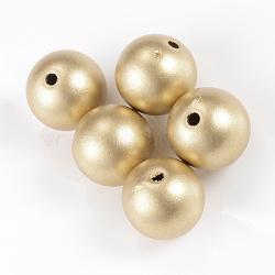 Matte Style Spray Painted Acrylic Beads, Round, Gold, 12mm, Hole: 2mm(X-ACRP-S669-12mm-02)