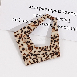 Cellulose Acetate(Resin) Pendants, Rhombus Charm, Coconut Brown, 48x44mm(PW-WG67955-01)
