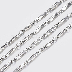 304 Stainless Steel Chains, Bar Link Chains, Soldered, Stainless Steel Color, 11x2.5x2mm(STAS-P197-045P)