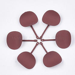 Spray Painted Iron Pendants, Brown, 32~33x20x7~7.5mm, Hole: 1mm(X-IFIN-S703-10C)
