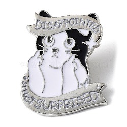 Cartoon Style Cat Enamel Pins, Platinum Alloy Badge for Men Women, White, 30x24x1.5mm(JEWB-Q041-02B)