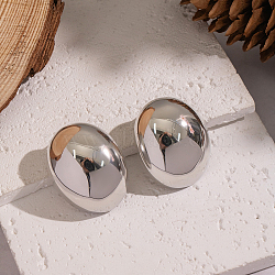 Minimalist Oval 304 Stainless Steel Stud Earrings, Mirror Polished Finish, Stainless Steel Color, 31x24.8mm(UN0221-2)