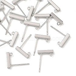 SHEGRACE Brass Stud Earring Findings, with Loop, Cadmium Free & Lead Free & Nickel Free, Long-Lasting Plated, Platinum, 10x2mm, Hole: 1.3mm, Pin: 11x0.7mm(XGRQ64609-854P)