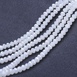 Electroplate Glass Beads Strands, Imitation Jade Beads, AB Color Plated, Faceted, Rondelle, Snow, 2.3~2.7x1.5mm, Hole: 0.4mm, about 150~155pcs/strand, 12.60~12.99 inch(32~33cm)(EGLA-A044-J1mm-B05)