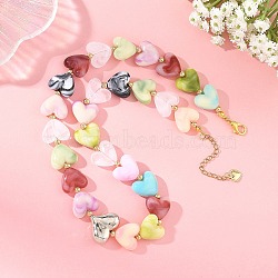 Acrylic Beads & CCB Plastic Beads Beaded Necklaces for Women, Colorful, 18.31 inch(46.5cm)(AC-NJEW-JN06383)