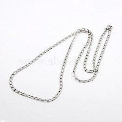 Tarnish Resistant Curb Chain Necklace for Men, 304 Stainless Steel Necklaces, with Lobster Claw Clasps, Stainless Steel Color, 23.2 inch(59cm)(NJEW-F027-11)