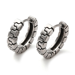 316 Surgical Stainless Steel Hoop Earrings, Puzzle Shape, Antique Silver, 16x4mm(EJEW-Q795-10AS)