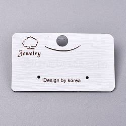 Plastic Jewelry Display Cards, for Hanging Earring Display, Rectangle with Tree and Word Design by Korea, White, 30x51x7mm, Hole: 1.4mm and 6mm, 100sheets/bag(DIY-K032-07)