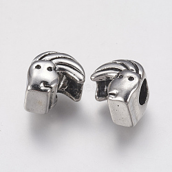 Ion Plating(IP) 304 Stainless Steel European Beads Rhinestone Settings, Large Hole Beads, Human, Antique Silver, 12x11x9mm, Hole: 5mm, Fit for 1mm Rhinestone(STAS-J022-007AS)