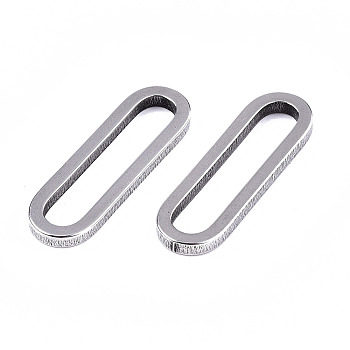 201 Stainless Steel Linking Rings, Laser Cut, Oval, Stainless Steel Color, 20x6x1.5mm, Inner Diameter: 17x3mm