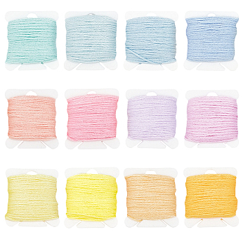 24Pcs 12 Colors Polyester Embroidery Threads, for Cross-stitch, Mixed Color, 1mm, 1pc/color