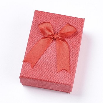 Cardboard Jewelry Set Boxes, with Sponge Pad Inside, Rectangle, Red, 9.35x6.3x3cm