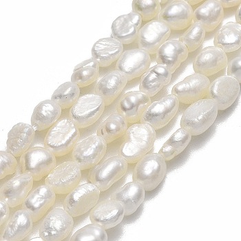 Natural Cultured Freshwater Pearl Beads Strands, Two Sides Polished, Linen, 4~6x4x3mm, Hole: 0.6mm, about 73~74pcs/strand, 14.37~14.57''(36.5~37cm)