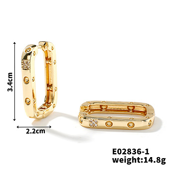 Simple Fashion Copper Inlaid Zircon Hoop Earrings, Exquisite European and American Style