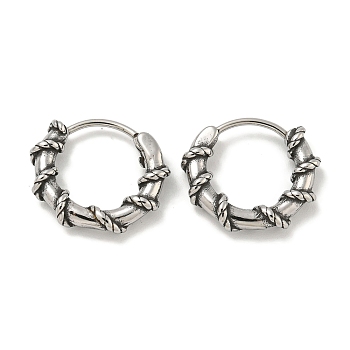 316 Surgical Stainless Steel Hoop Earrings, Ring, Antique Silver, 14.5x4mm