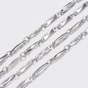 304 Stainless Steel Chains, Bar Link Chains, Soldered, Stainless Steel Color, 11x2.5x2mm