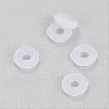 Rubber O Rings, Donut Spacer Beads, Fit European Clip Stopper Beads, Clear, 6x2mm
