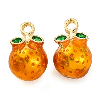 Alloy Enamel Pendants, Fruits Charms, Mangosteen, 13x8.5x8mm, Hole: 1.6mm