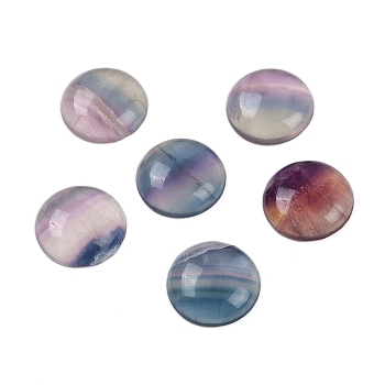 Natural Colorful Fluorite Cabochons, Half Round, 18x6~8mm