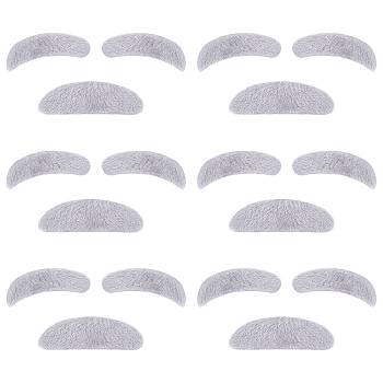 Cloth Simulation Eyebrow & Beards, with Adhesive Back, for Halloween Decorations, Silver, 77~90x23~28x3mm, 3pcs/set