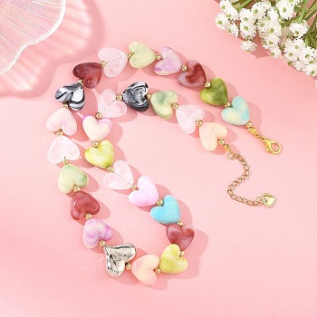 Acrylic Beads & CCB Plastic Beads Beaded Necklaces for Women, Colorful, 18.31 inch(46.5cm)