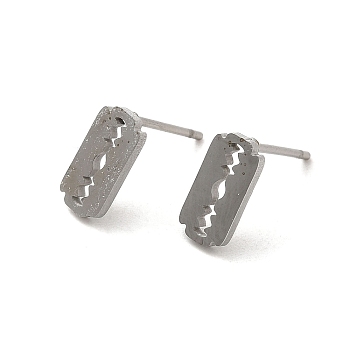 304 Stainless Steel Stud Earrings, Blade Shape, Stainless Steel Color, 10x5mm