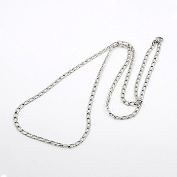 Curb Chain Necklace for Men, 304 Stainless Steel Necklaces, with Lobster Claw Clasps, Stainless Steel Color, 23.2 inch(59cm)