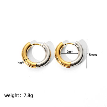 Simple and Elegant Stainless Steel Ring Hoop Earrings for Fashionistas, Golden & Silver, 18x4x12mm