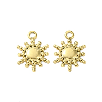 304 Stainless Steel Charms, Sun Charms, Real 14K Gold Plated, 14.5x12x1.5mm, Hole: 1.6mm