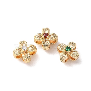 Real 18K Gold Plated Mixed Color Flower Brass Beads