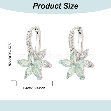 2 Pairs 2 Colors Cubic Zirconia Flower Hoop Earrings(EJEW-FI0001-23)-2