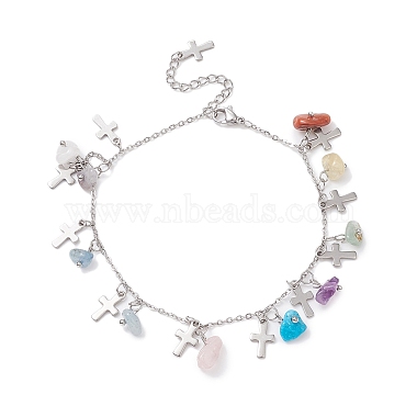 Heart Mixed Stone Anklets