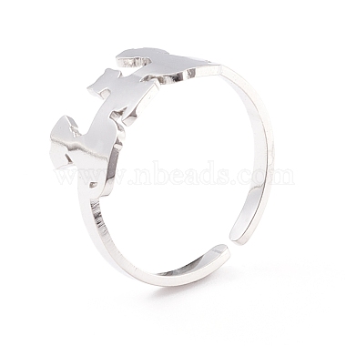 Kittens and Puppies 304 Stainless Steel Cuff Ring for Women(RJEW-B035-08P)-3