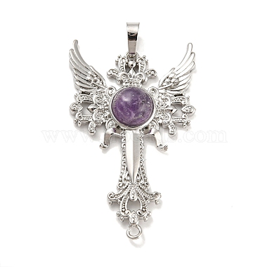 Platinum Cross Amethyst Big Pendants