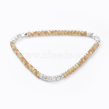 Bracelets extensibles avec perles en verre électrolytique(BJEW-JB04404)-2