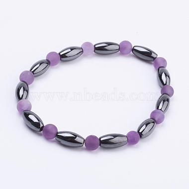 Non-Magnetic Synthetic Hematite Beads Stretch Bracelets(BJEW-JB03263)-2