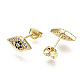 Brass Micro Pave Cubic Zirconia Stud Earrings(EJEW-T046-35G-NF)-2